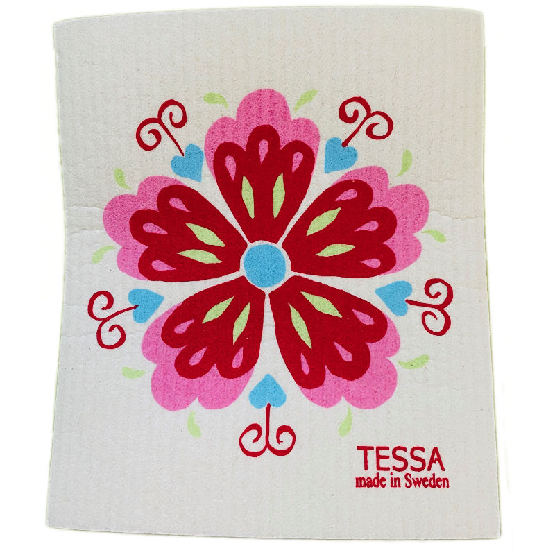 Tessa Red Flower Rosemaling Dish Cloth